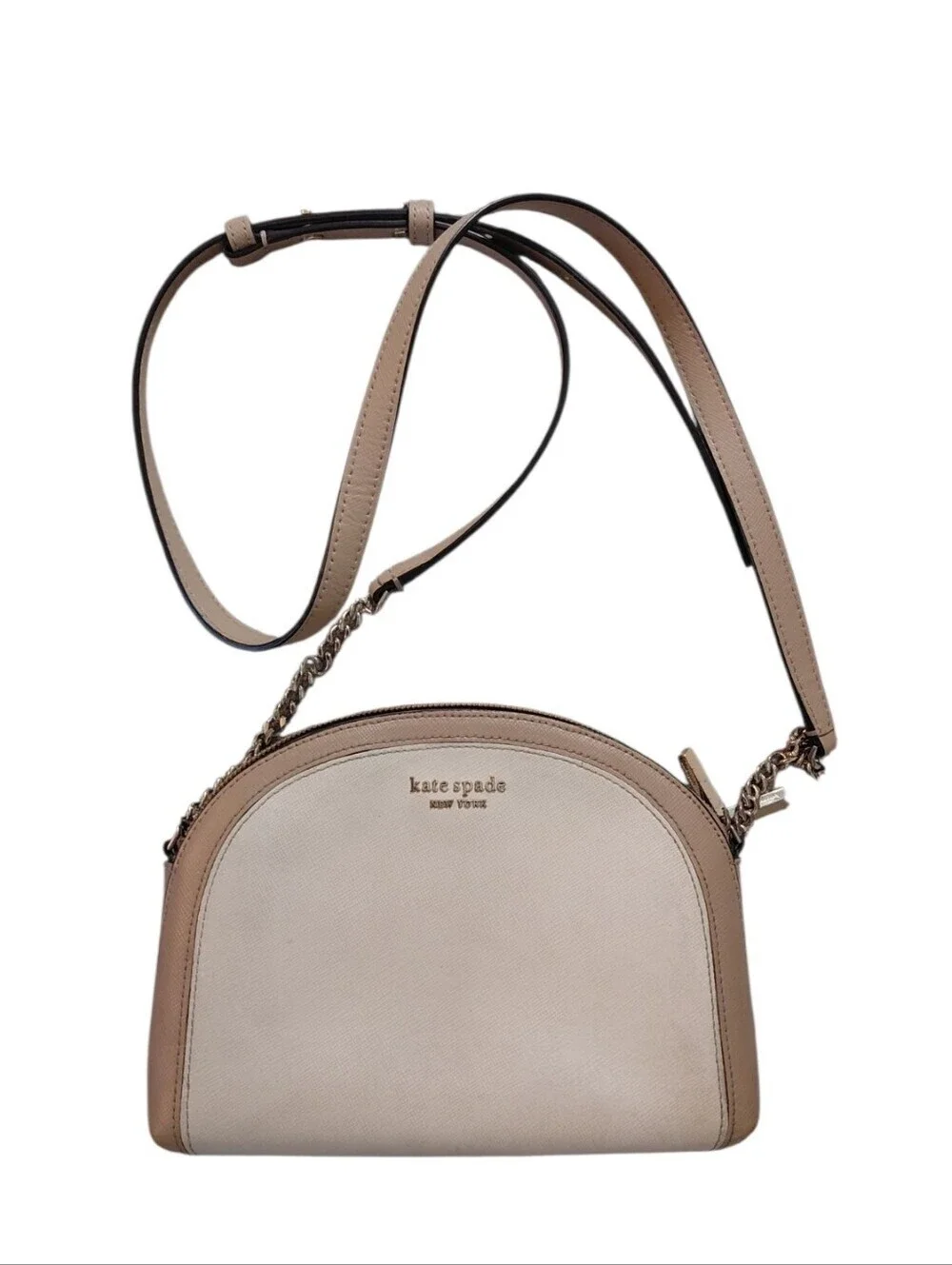 kate spade New York Spencer Double Zip Cream & Tan Crossbody Bag